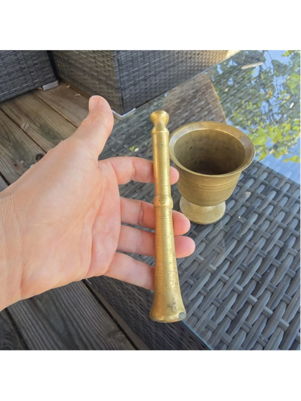 Antique Heavy Brass Mortar & Pestle 3.5” 6.5